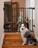Babelio 26-43" No Bottom Bar Baby Gate for Babies, Elders and Pets, 2-in-1 Hardware Mount Dog Gate for The House, Stairs and Doorways, with Large Walk Thru Door, Black by TinyTreasures Baby Boutique