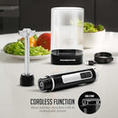 OVENTE Cordless Immersion Hand Blender, Rechargeable Handheld Portable Stick Mixer with 8 Mixing Speed Option, One-Touch Control and Stainless Steel Blades for Smoothies, Shakes or Soups, Black HR781B by TinyTreasures Baby Boutique
