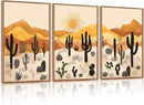 KAIRNE Cactus Canvas Wall Art,Desert Landscape Paintings,Aesthetic Abstract Prints Set of 3(16”X24”),Minimalist Farmhouse Wall Decor,Abstract Boho Artwork for Living Room Bedroom Office Decoration by CozyNest Decor