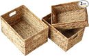 Water Hyacinth Wicker Baskets for Organizing, Rectangular Wicker Baskets with Built-in Handles 3-Pack by TinyTreasures Baby Boutique