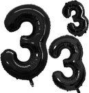 GOER Black Foil Balloons Number 3,Huge Number Balloons for 3rd Birthday Party Supplies Anniversary Decorations (3 pcs,42 inch,32 inch,16inch) by TinyTreasures Baby Boutique