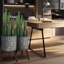 10 & 12 Inches Plant Pot with Stand Set of 2, Large Matte Gray Modern Planters for Indoor Outdoor Plants with Drainage Holes, Big Flower Pots with Wood Legs by CozyNest Decor