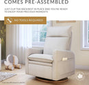 Arya Modern Nursery Chair Glider Recliner with 180° Swivel - Cozy Motorized Reclining Nursing Chair with USB Ports, Gentle Motion, Ergonomic Design, Canadian-Made (Ivory/Nubia Fabric) by TinyTreasures Baby Boutique