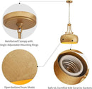 WUZUPS Chandelier Rustic Farmhouse Industrial Round Ceiling Pendant LED Light Fixture with Open Bottom Drum Shade, H 15.7" x W 13.4", Antique Gold by CozyNest Decor