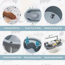 BABY JOY Baby Bathtub with Changing Table, Foldable Infant Diaper Changing Station with Storage Tray, Waterproof Pad, Portable Newborn Nursery Organizer Bath Stand with 4 Universal Wheels (Gray) by TinyTreasures Baby Boutique
