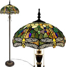 Tiffany Floor Lamp Stained Glass Lamp Standing Reading Light 16x16x70 Inch for Living Room (Amber Yellow Dragonfly) by CozyNest Decor