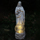 Jesus Statue Outdoor Decor Solar Lights, Religious Garden Statue, Blessed Father Outdoor Figure for Home/Garden Decor, Gift for Men/Father(11.22" H) by GreenHaven Gardens