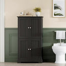 ChooChoo Bathroom Floor Cabinet, Modern Bathroom Storage Cabinet with 4 Doors and Adjustable Shelves, Freestanding Cupboard for Living Room, Black by CozyNest Decor