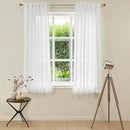 MYSKY HOME Short Curtains for Small Kitchen Windows 45 inches Length, Linen Look Curtain Drapes Cotton Polyester Blend, Soft Fabric Light Filtering Privacy Protect, 50 x 45 inches, White, 2 PCs by CozyNest Decor