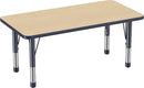 FDP Rectangle Activity School and Kids Classroom Table (24 x 48 inch), Toddler Legs, Adjustable Height 15-24 inches - Maple Top and Navy Edge by CozyNest Decor