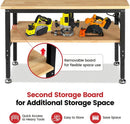 Work Table for Garage 60 x 22 Inch Adjustable Height Workbench Heavy Duty Rubberwood Tabletop Work Bench with Power Outlets Pegboard Pad for Woodworking Shop, Home, Office by GreenHaven Gardens