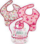 Mess Proof Baby Bib 3 Pack, Waterproof Led Weaning Baby Feeding Bibs with Food Catcher, Travel Feeding Bibs by TinyTreasures Baby Boutique