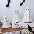 [Timer] Light Up Ghost Halloween Decor, 3 Pcs Ceramic Halloween Ghost Decorations Indoor, Cute White Ghost Figurines Statue for Indoor Decor Home Table (A) by CozyNest Decor