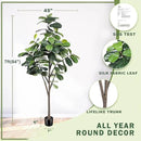 Faux Fiddle Leaf Fig Tree 7ft - Artificial Ficus Lyrata Plant in Pot - Fake Fig Tree for Indoor Modern Home House Office by CozyNest Decor
