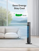 PELONIS 40 inch Bladeless Tower Fan for Bedroom, Standing Fan with Remote Control, 26ft/s, 90° Oscillation, 3 Speed Settings, 27 Db, 3 Modes, 15-Hour Timer, LED Display, Fan that Blows Cold Air, Grey by CozyNest Decor
