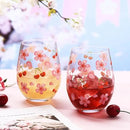 Sliner 2 Pack 17oz Cherry and Flower Stemless Wine Glasses Cherry Blossom Drinking Glasses Floral Tumbler Cups for Women Birthday Anniversary Gift Parties Supplies by CozyNest Decor