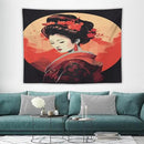 Japanese Woman Geisha Tapestry Asian Cherry Blossom Red Sun Traditional Kimono Folk Tapestries Home Decor for Living Room Bedroom Apartment Farmhouse Dorm 80"x60" by CozyNest Decor