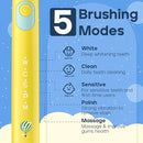 SEAGO Kids Electric Toothbrush, Rechargeable Sonic Soft Bristle Toothbrushes with 8 Brush Heads, DIY Stickers and 5 Modes, Ideal for Kids and Children, Ages 3–12,SG2303(Yellow) by TinyTreasures Baby Boutique