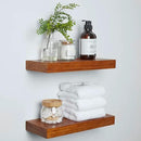Homeforia 16 inch Oak Floating Shelf, High End Solid Real Wood 16inch Small Floating Shelves for Wall Mounted, Honey Oak Wooden 16in Floating Shelves, Heavy Duty Bracket, 16 X 6.5 X 1.75 in, Set of 4 by CozyNest Decor