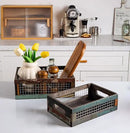 TIMRIS Set of 2 Rustic Wooden Countertop Baskets, Farmhouse Distressed Nesting Boxes, Small Decorative Wooden Storage Crates, Reclaimed Wood Organizer Baskets with Wire Mesh (Random) by CozyNest Decor