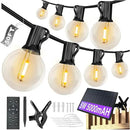 DAYBETTER 50FT Solar String Lights Outdoor Waterproof with 5W Panel Long Last for 20+Hrs&Remote,25 LED Bulbs Dimmable&Timer,Patio Lights 3 Installation-Clips,Stakes&Nails for Outside Porch Garden by GreenHaven Gardens
