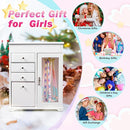 Miratino Jewelry Box for Girls, Kids Jewelry Box with Spinning Dancer, 5 Layer Large Wooden Musical Jewelry Organizer Box Gifts for Little Girls Christmas New Year Birthday Children's Day(White) by TinyTreasures Baby Boutique