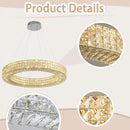 Dia 32" Ring Crystal Chandelier Modern Silver Ring Chandelier Adjustable Height Luxury Crystal Pendant Ceiling Light Fixture for Dining Living Room Bedroom by CozyNest Decor