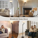 Floor Lamps for Living Room Black, 70" Tall Standing Lamp with Glass Shade, Torchiere Floor Lamp with 350°Adjustable Swing Arm Lamp, Pole lamp for Bedroom, Living Room, Office, Bulbs Included by CozyNest Decor