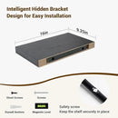 16 Inch Floating Shelves, 16"x9.25"x1.5" Inch Deep Floating Shelves for Wall, Wooden Shelves for Bathroom, Bedroom, Living Room, Black by CozyNest Decor