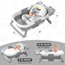MoreFeel Collapsible Baby Bathtub for Newborn with Thermometer & 1 Hooded Towel & 1 Soft Floating Cushion,Portable Travel Bathtub with Drain Hole, Durable Foldable Baby Tubs for Infants to Toddler by TinyTreasures Baby Boutique
