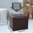 ALASDO Brown Leather Storage Ottoman Footrest Stool, 17x13x13inches, Modern Style by CozyNest Decor