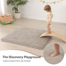 Baby Play Mat for Floor,1.3" Thick Elasti-Foam 50"×50" Playpen Mat for Tummy Time,Water Repellent Soft Coral Velvet for Toddler,Infant,Kids,Non-Slip Backing Safe for Crawling(Beige) by TinyTreasures Baby Boutique
