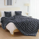 Cozy Faux Fur Throw Blanket for Bed-Warm Fuzzy Throw Blanket, Soft Plush Thick Bubble Blankets for Bedroom and Living Room, Furry Luxury Blanket, 90 x 108, Grey by CozyNest Decor