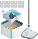 Upgraded Spin Mop and Bucket Self-Standing Mop Bucket Separate Dirty and Clean Water System Self Wringing 360° Rotating Clean Mop and Bucket Set with14Pads Mop-Blue by CozyNest Decor