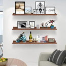 AZSKY 36 Inch Floating Book Shelves Rustic Wood Wall Picture Ledge Shelf for Storage Light Walnut Wall Mounted Picture Photo Display Shelf a Set of 3 Hanging Book Shelf by CozyNest Decor