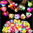 36 Pack Light Up Rings Glow in The Dark Party Supplies, Light up Party Favors, Goodie Bag Stuffers, Birthday Christmas Party Favors Classroom Prizes Cute Animal Treasure Box for Kids by TinyTreasures Baby Boutique