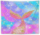 HZOHNAGO Mermaid Scales Tapestry Colorful Shiny Scales Mermaid Tail Pattern Printed Wall Tapestry Wall Hanging for Bedroom Living Room Dorm 60" W x 50" H by CozyNest Decor