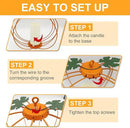 Halloween Metal Pumpkin Candle Holder, 3 Pcs Light up Orange Pumpkin Lantern with LED Flickering Yellow Candle Lights Build in Timer for Thanksgiving Halloween Harvest Fall Home Decor by CozyNest Decor