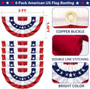 6 Pack USA Pleated Bunting Fan Flags, 1.5 x 3 Ft Patriotic Half Fan Banner American Flag Decoration Bunting for Outside Red White and Blue Decor Independence Day Memorial Day 4th of july Decorations by GreenHaven Gardens