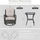 3 PCS Patio Furniture Set - Mixed Grey Wicker Swivel Rocking Chairs with Side Table, Furniture Set for Outdoor by GreenHaven Gardens