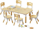Brelley Kids Table and 6 Chairs Set, Height Adjustable Toddler Desk and Chair Set, Graffiti Desktop, Classroom/Daycare/Home, Children Multi-Activity Table for Ages 2-8 by CozyNest Decor