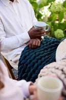 Nuzzie Chunky Knit Weighted Blanket - Breathable, Cooling, Hand Made Knit Throw Blanket for Sleep - Machine Washable, Stylish Decor Design (Dusty Blue, Queen | 28lbs | 80"x80") by CozyNest Decor