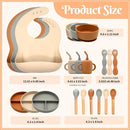 Silicone Baby Feeding Set 21 Pcs, Baby Led Weaning Supplies, Baby Feeding Supplies Set BPA Free, Essentials for Newborn Gift Walnut Color, Beige, Smoky Gray by TinyTreasures Baby Boutique