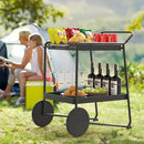 Outdoor Grill Cart Table with Extra-Large Wheel, 24" x 16" Removable Tray & Ergonomic Handle, Indoor and Outdoor Pizza Oven Table for Garden Patio BBQ Kitchen Food Prep Cart for Party by CozyNest Decor