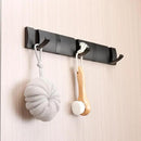 Folding Coat Hooks, Wall Mounted Coat Rack with 5 Retractable Hooks, Heavy Duty Towel Rack for Bathroom Wall Hook for Hanging Clothes Bathrobe, Stainless Steel Coat Hanger for Entryway(Black) by CozyNest Decor