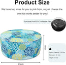 Inflatable Ottoman Stool D21 xH9 for Outdoor/Indoor Use, Water Repellent Patio Foot Rest Stool with Portable Handle,Round Pouf Ottoman Suitable for Garden,Deck and Camping - Dahlia Blue by CozyNest Decor