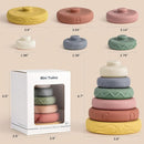 Mini Tudou 6 Pcs Stacking & Nesting Circle Toy,Soft Building Rings Stacker & Teethers,Squeeze Play with Early Educational Learning Stacking Tower, Toy for 6+ Months Boys&Girls by TinyTreasures Baby Boutique