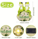 Solar Powered Frog Couple Statue with LED Lit Flowers Welcome Sign 7-Inch Tall Resin Garden Decor Romantic Ornament Gift for Porch Patio Housewarming Wedding Outdoor Decor by CozyNest Decor