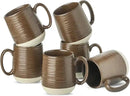 Hasense Coffee Cups Set of 6, 15 oz Stoneware Coffee Mugs with Big Handles, Modern Tea Cup for Indoor and Outdoor for Cocoa, Milk, Tea, Hot Chocolate, Soup, Valentine's Day Gifts, Brown by CozyNest Decor