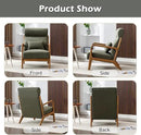 INZOY Mid Century Modern Accent Chair Set of 2, High Back Reading Armchair with Wood Frame, Upholstered Living Room Chairs with Waist Cushion, Single Lounge Arm Chair for Bedroom Sunroom, Green by CozyNest Decor